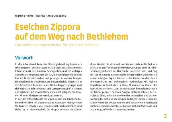 Eselchen Zippora auf dem Weg nach Bethlehem. Eine Weihnachtsgeschichte für die Erzählschiene