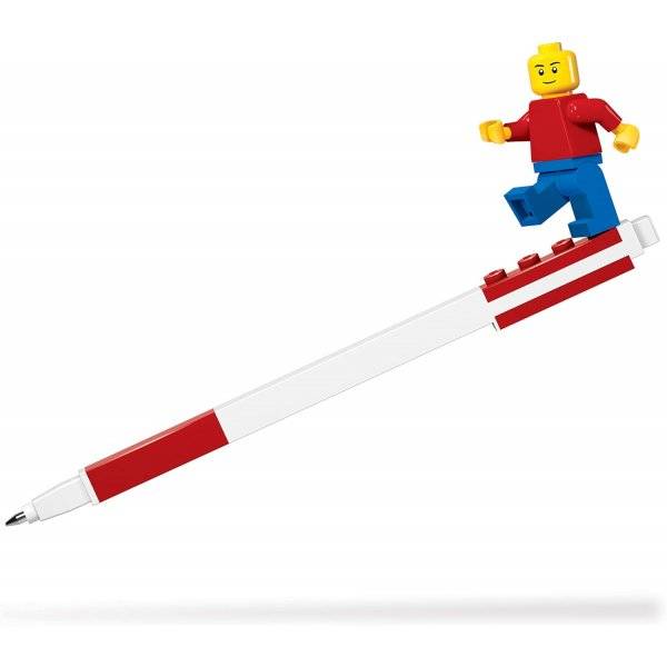 IQ LEGO Briefpapier-Brieffreund  Roter LEGO-Gelstift und klassische Minifigur