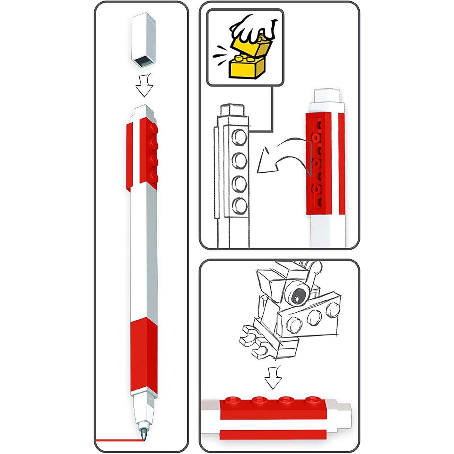 IQ LEGO Briefpapier-Brieffreund  Roter LEGO-Gelstift und klassische Minifigur