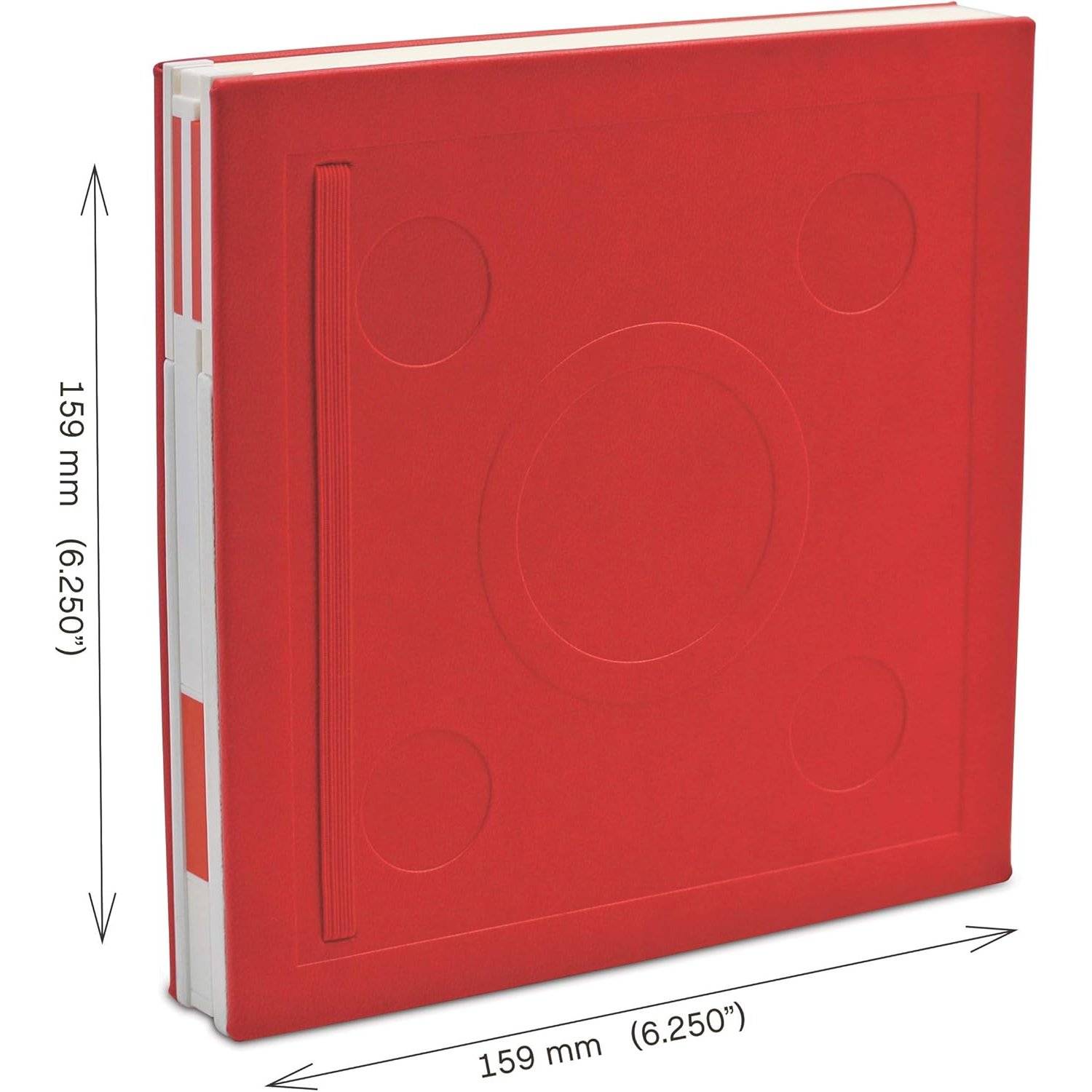 IQ LEGO Stationary Locking Notebook - Notizbuch mit 352 quadratischen Papierseiten und Gelschreiber - Rot