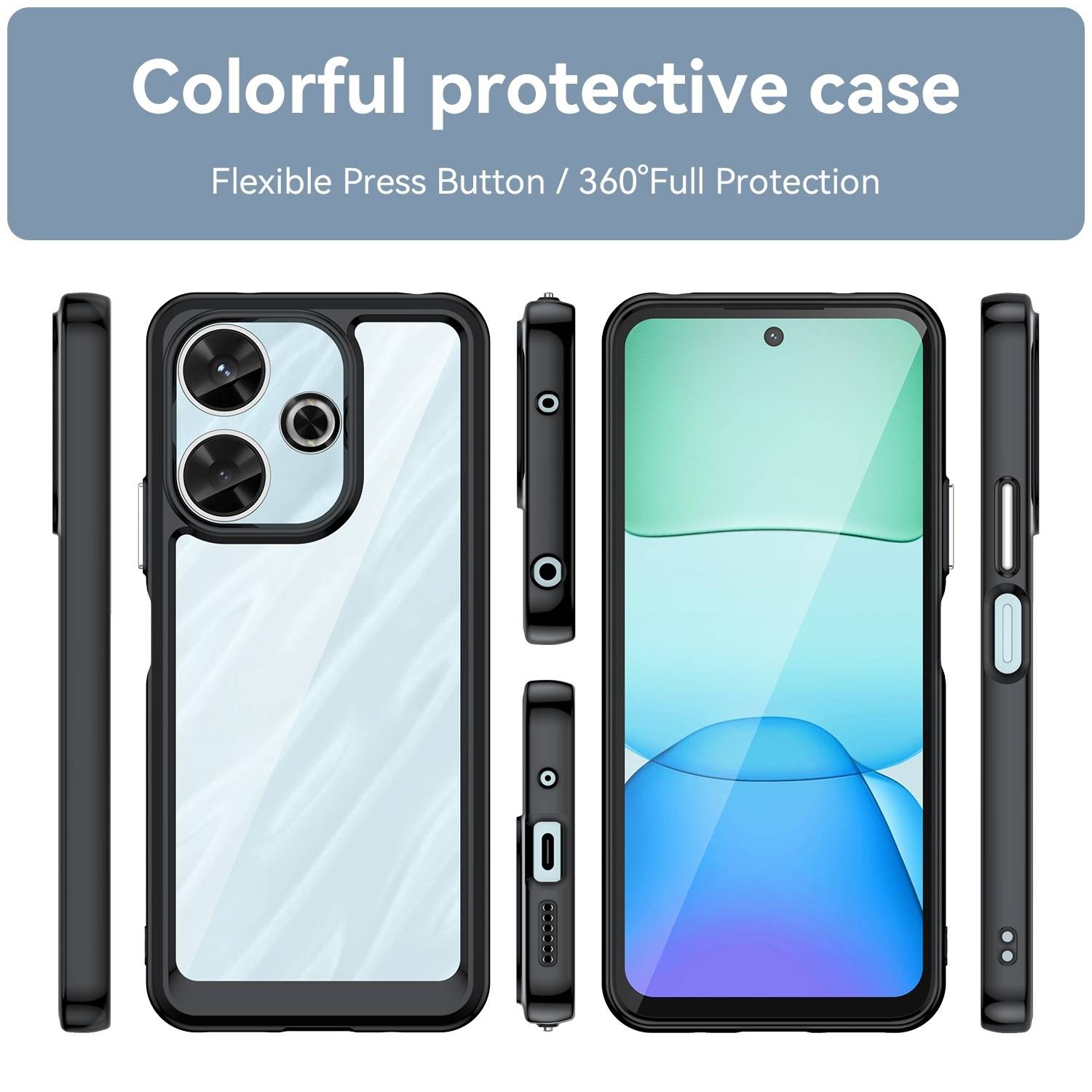 Für Xiaomi Redmi 13 4G / Poco M6 4G Colorful TPU Acryl Hybrid Hülle
