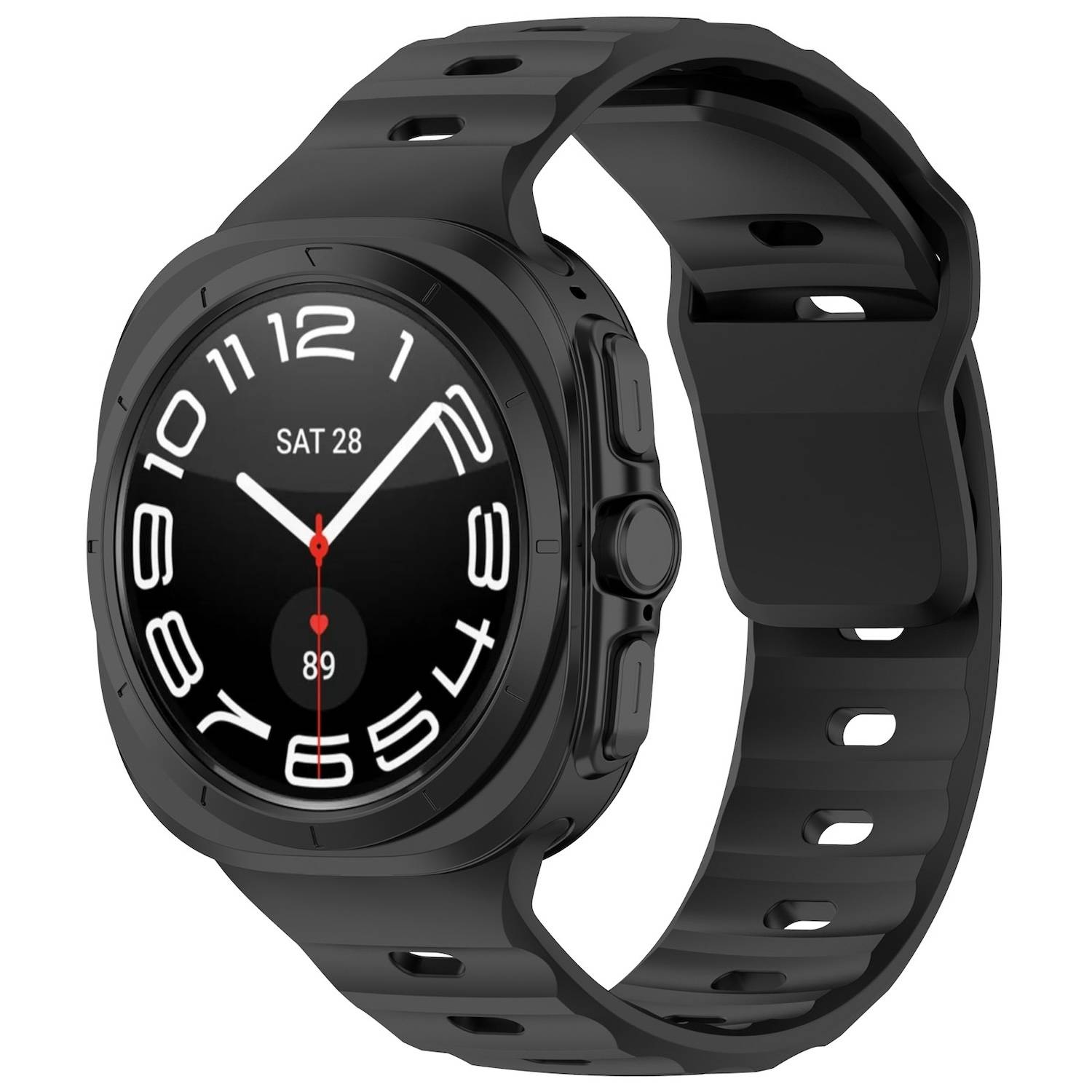 Für Samsung Galaxy Watch Ultra 47mm Solid Color Silikon Band Schwarz