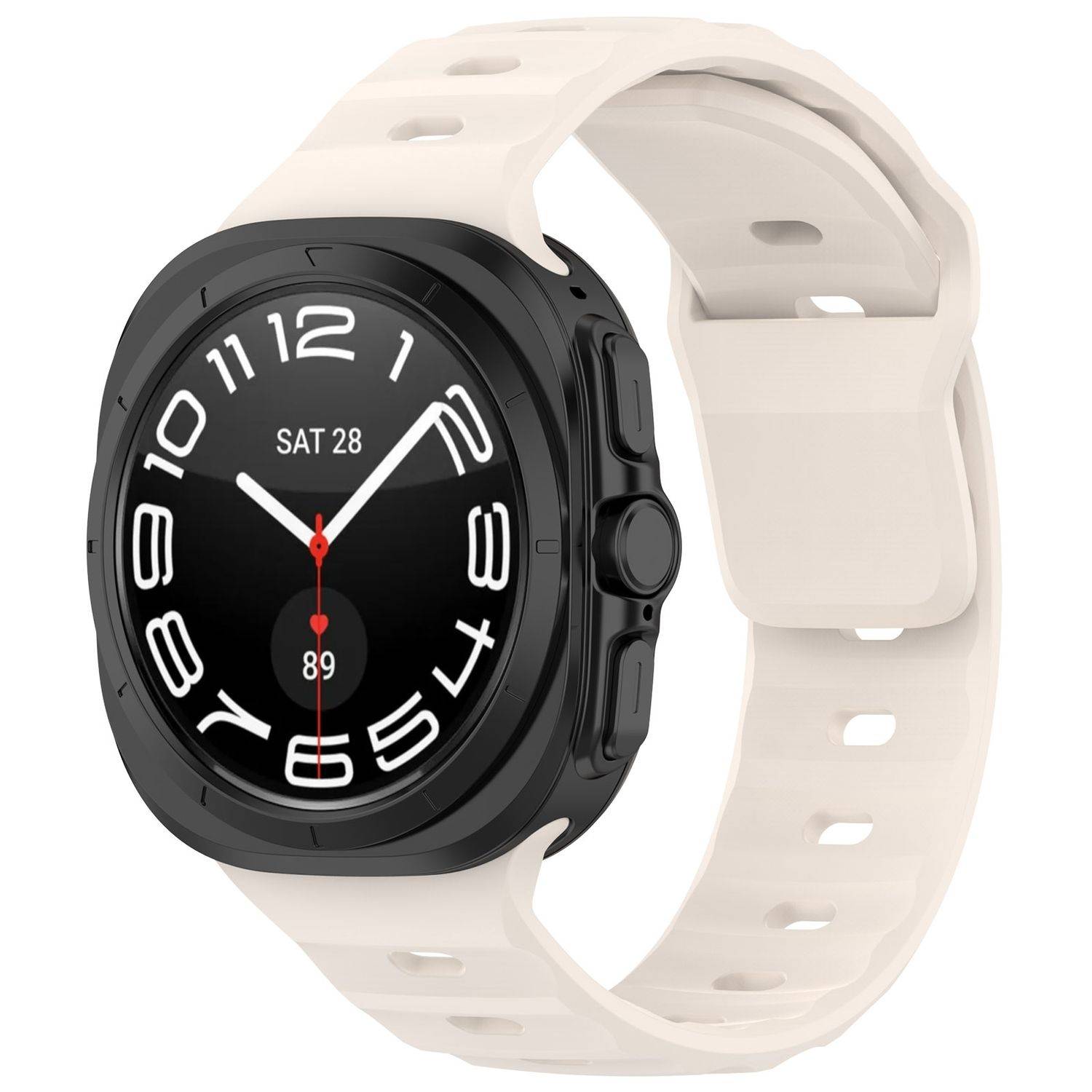Für Samsung Galaxy Watch Ultra 47mm Solid Color Silikon Arm Band Beige