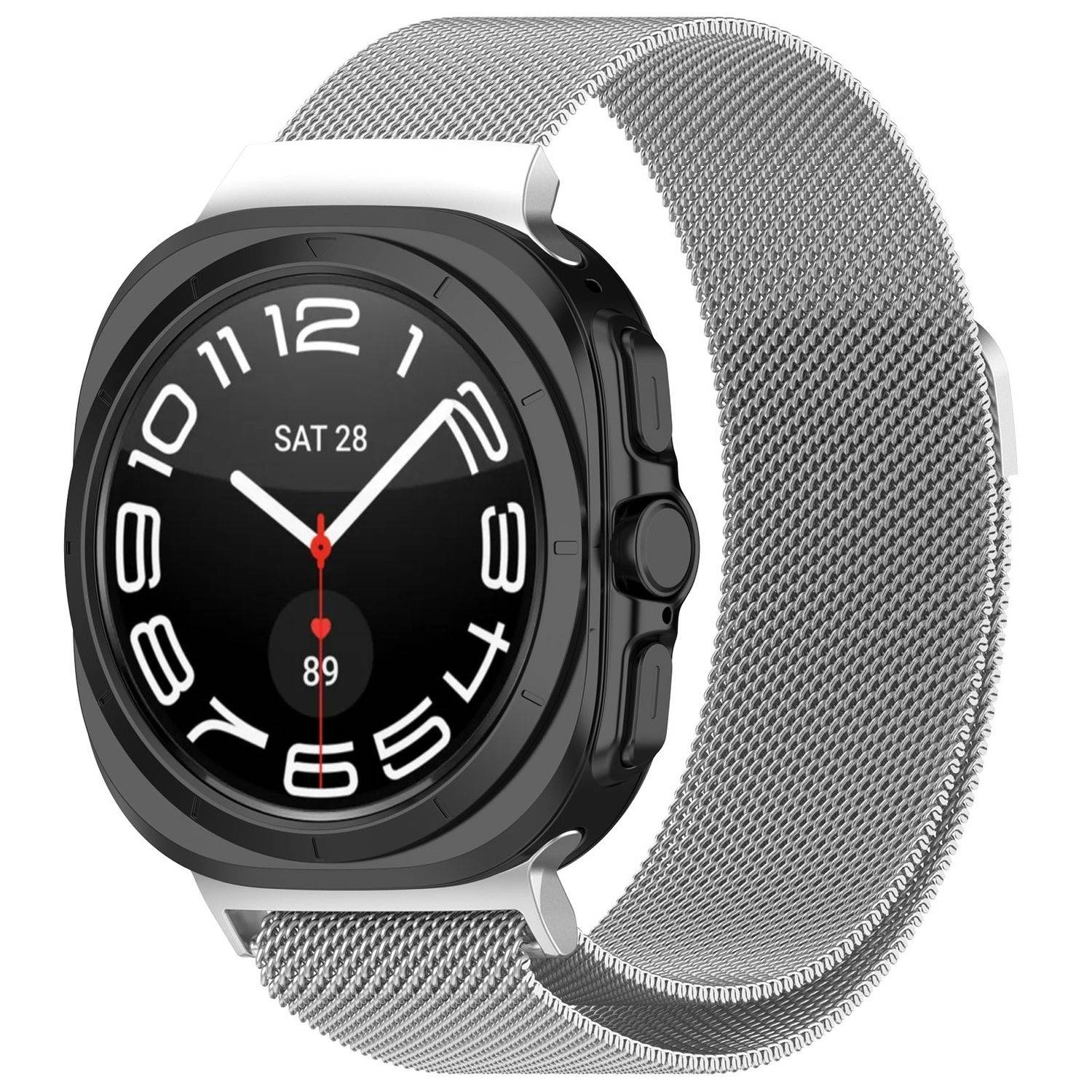 Für Samsung Galaxy Watch Ultra 47mm Metall Mesh Ersatz Armband Silber