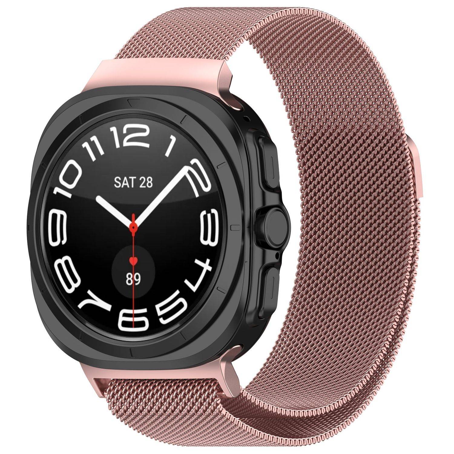 Für Samsung Galaxy Watch Ultra 47mm Metall Mesh Ersatz Armband Rosa