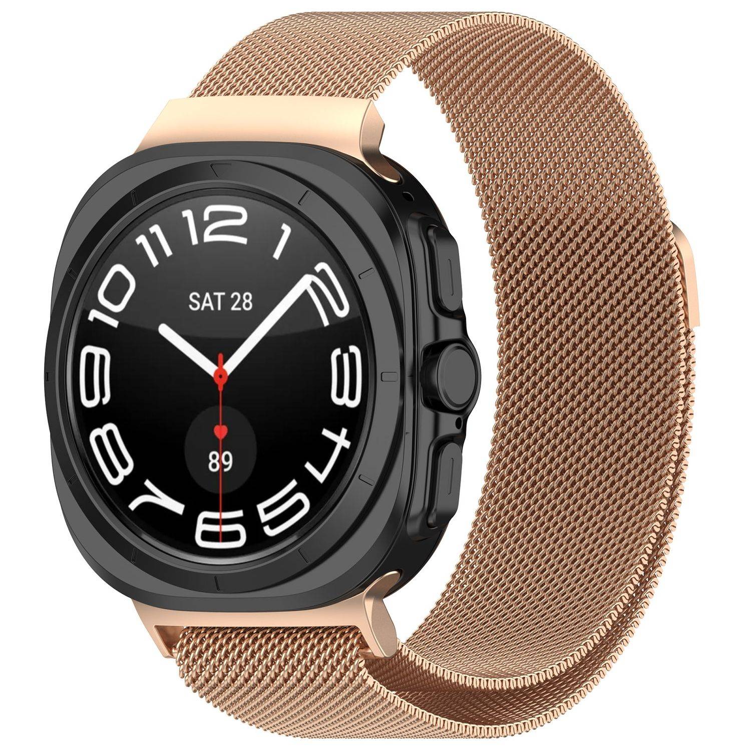 Für Samsung Galaxy Watch Ultra 47mm Metall Mesh Ersatz Band Rose Gold