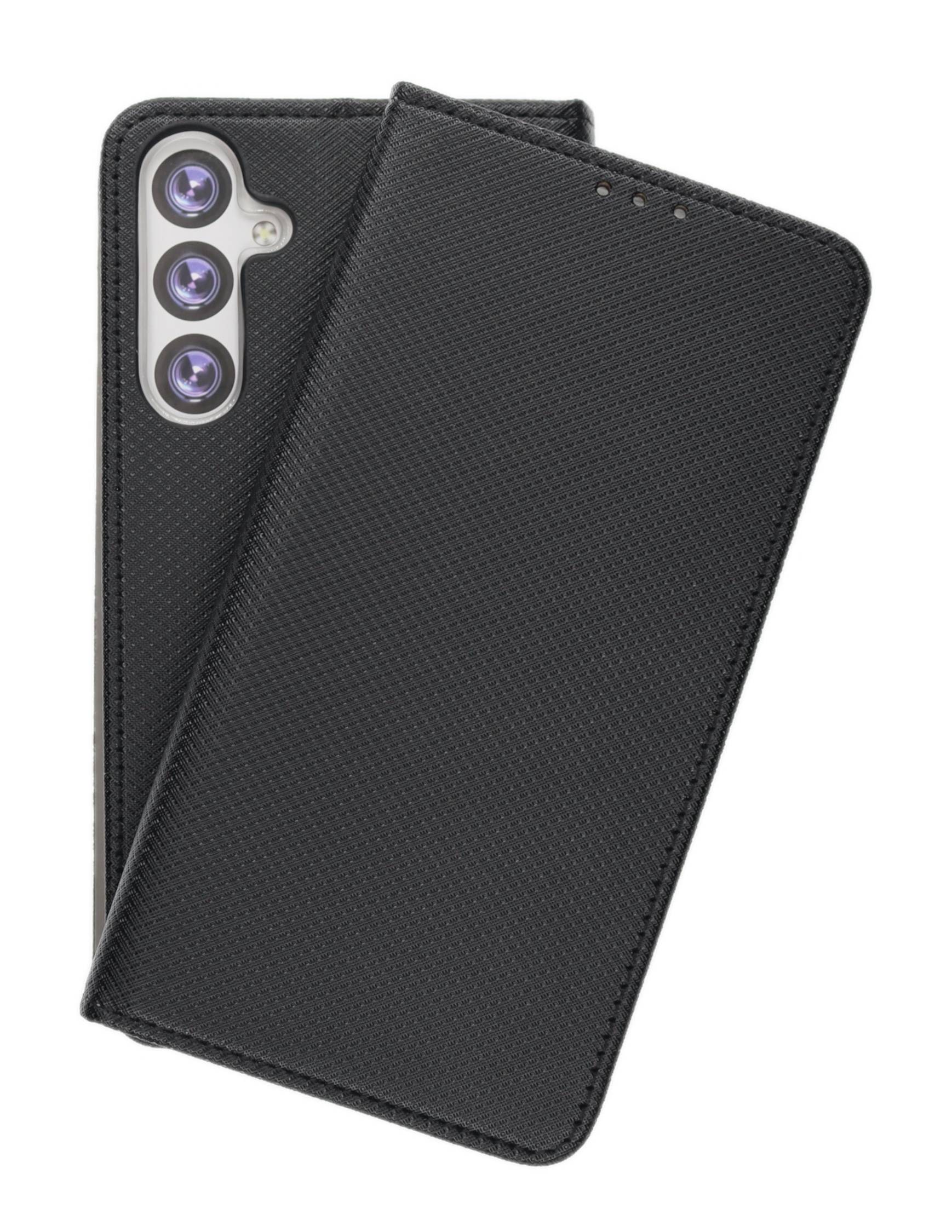 JAMCOVER Bookcase Texture Schwarz für Samsung Galaxy A55 5G - Handytasche mit Kartenfach und Standfunktion