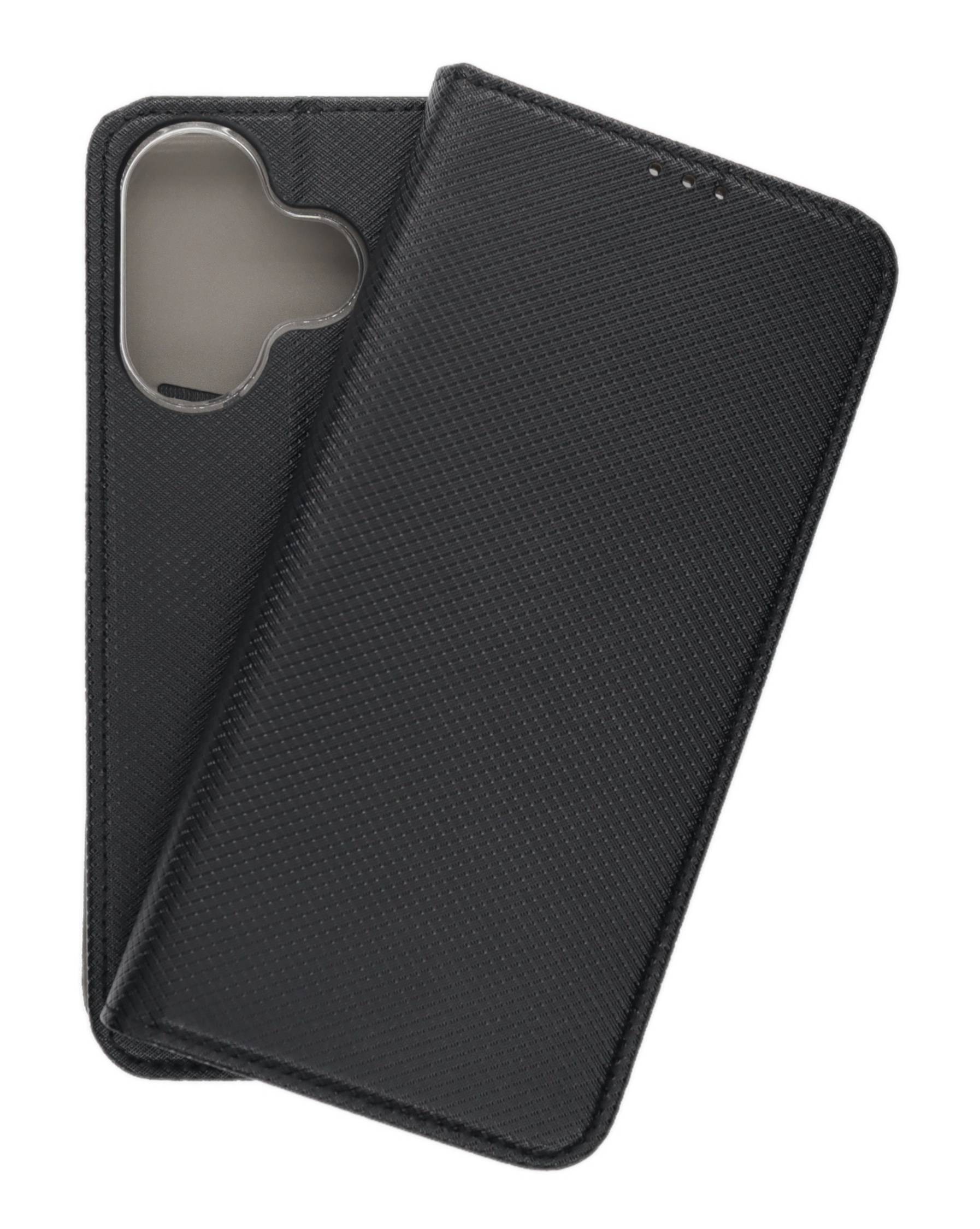 JAMCOVER Bookcase Texture Schwarz für Xiaomi Redmi 13 4G - Handytasche mit Kartenfach und Standfunktion