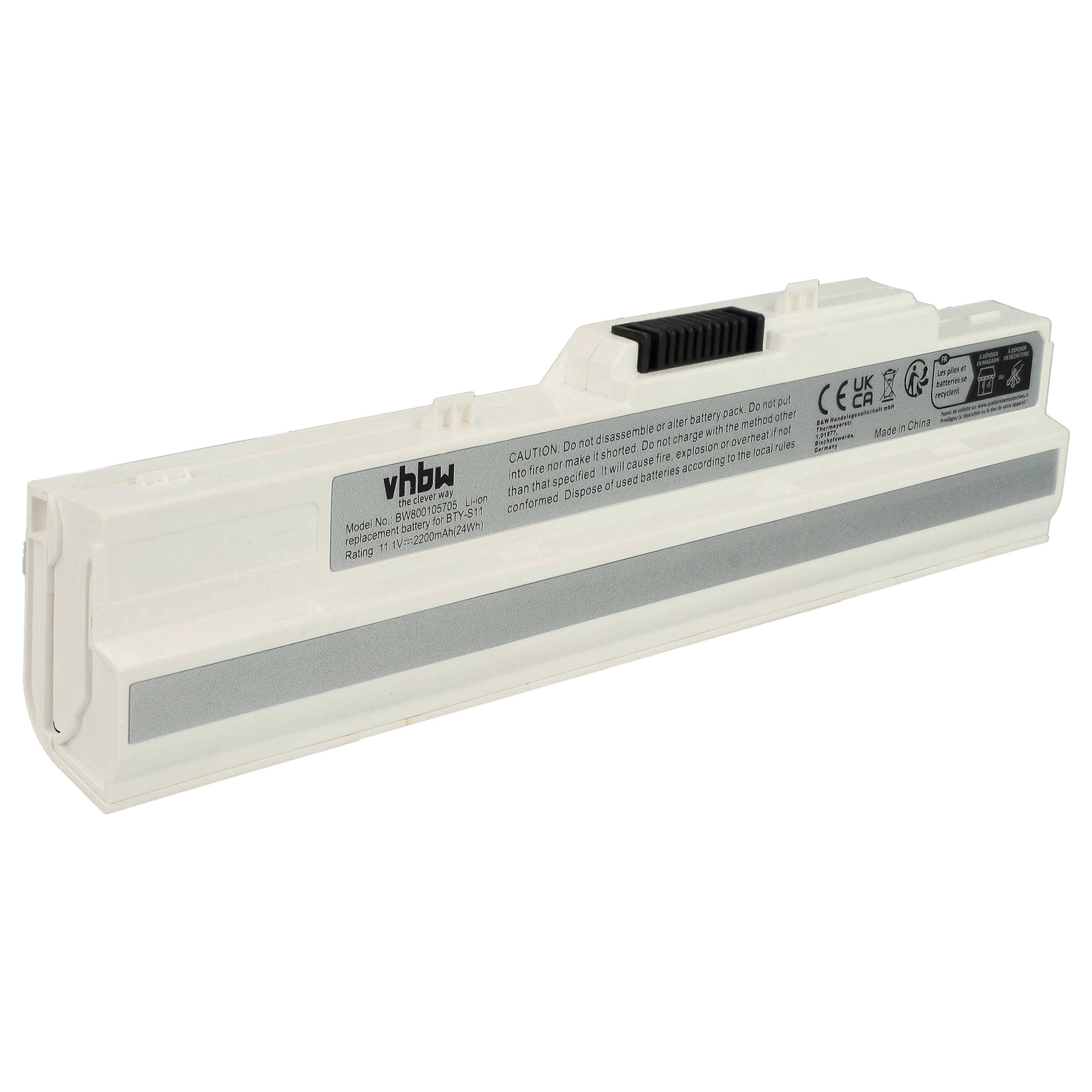 vhbw Akku Ersatz für BTY-S12, BTP-S11, 6317A-RTL8187SE, BTY-S11, BTP-S12, 40026356 für Notebook (2200 mAh, 11,1 V, Li-Ion) weiß