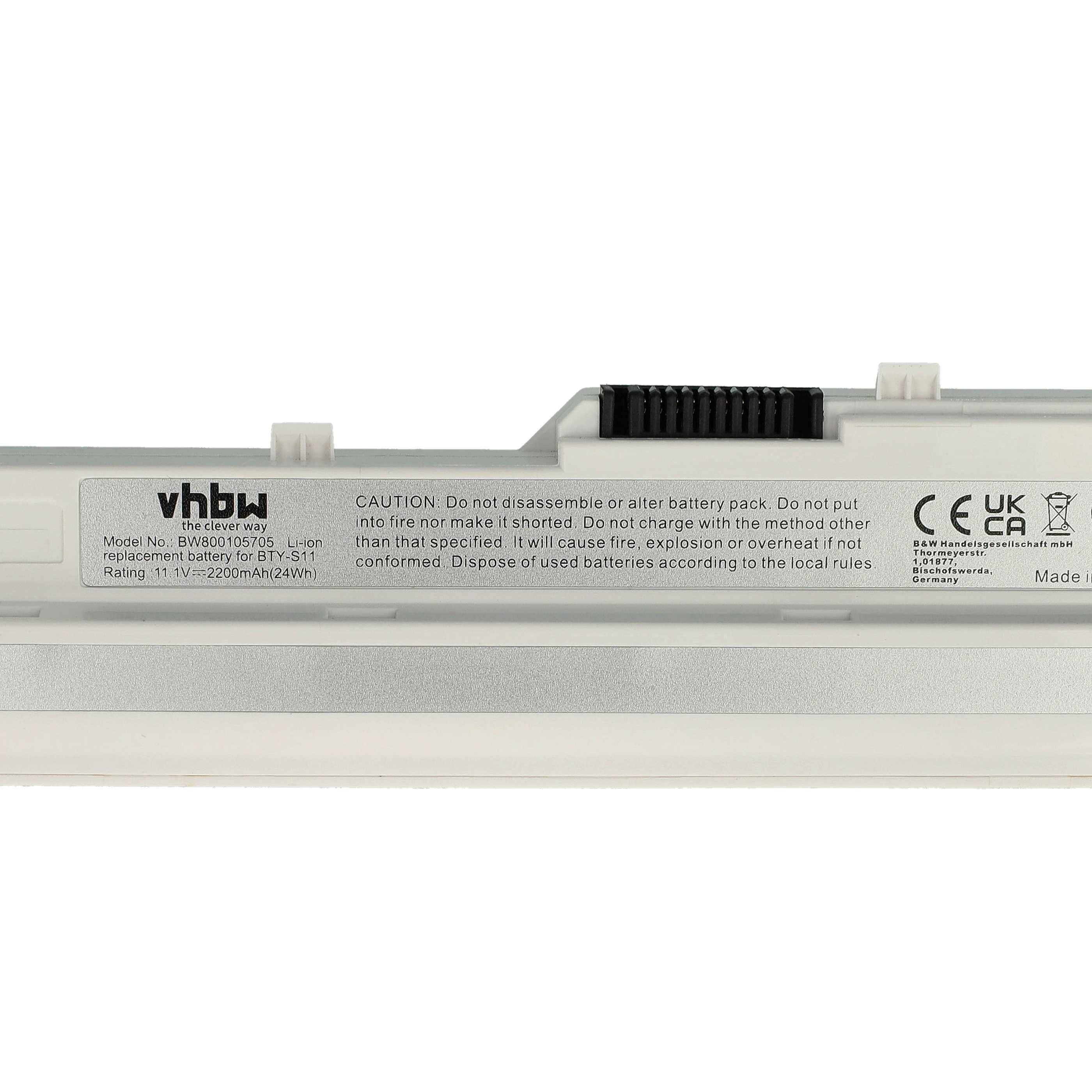 vhbw Akku kompatibel mit Terra Mobile Home Go Notebook (2200 mAh, 11,1 V, Li-Ion) weiß