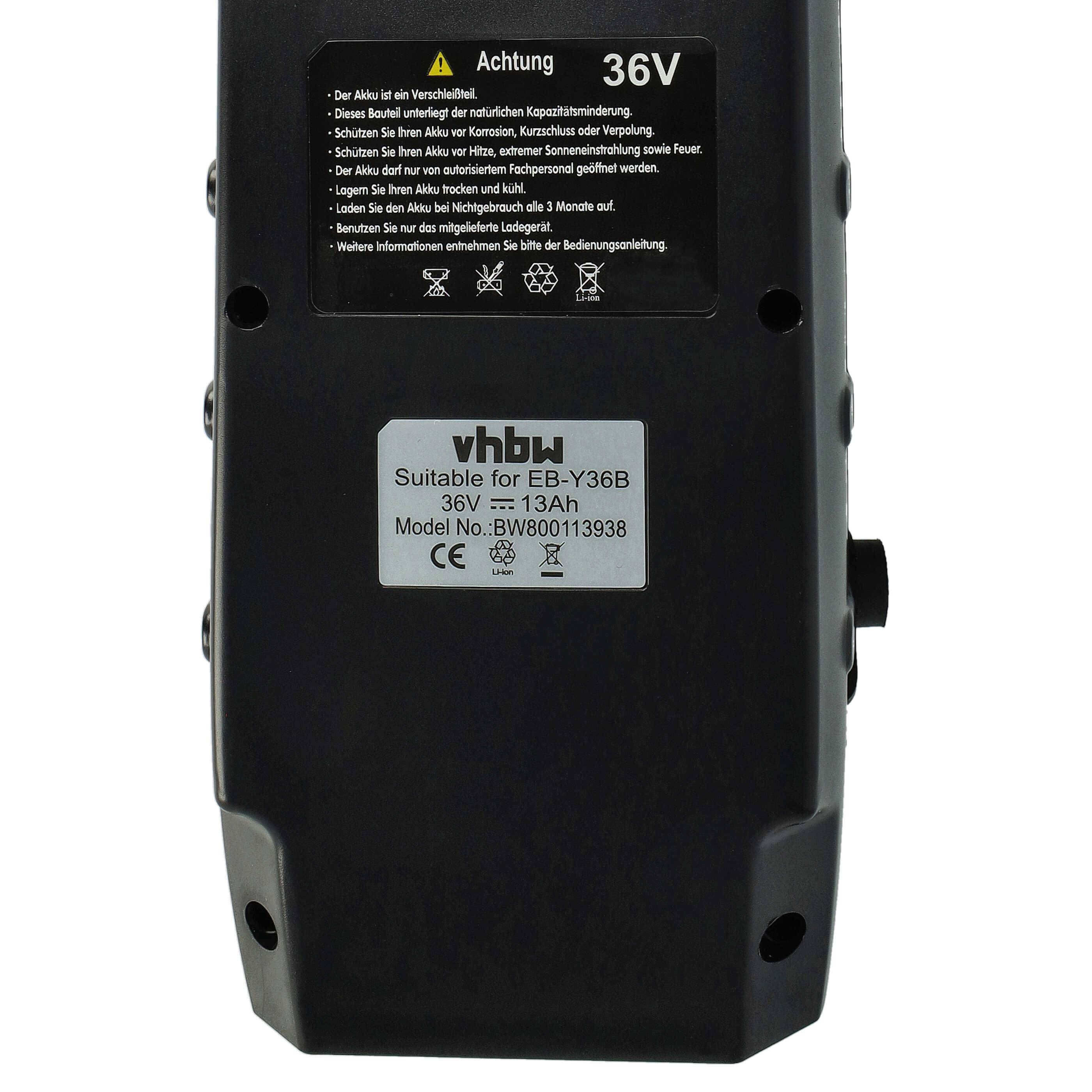 vhbw Akku kompatibel mit LaPierre Overvolt XC 500+ W E-Bike (13 Ah, 36 V, Li-Ion) - Schwarz