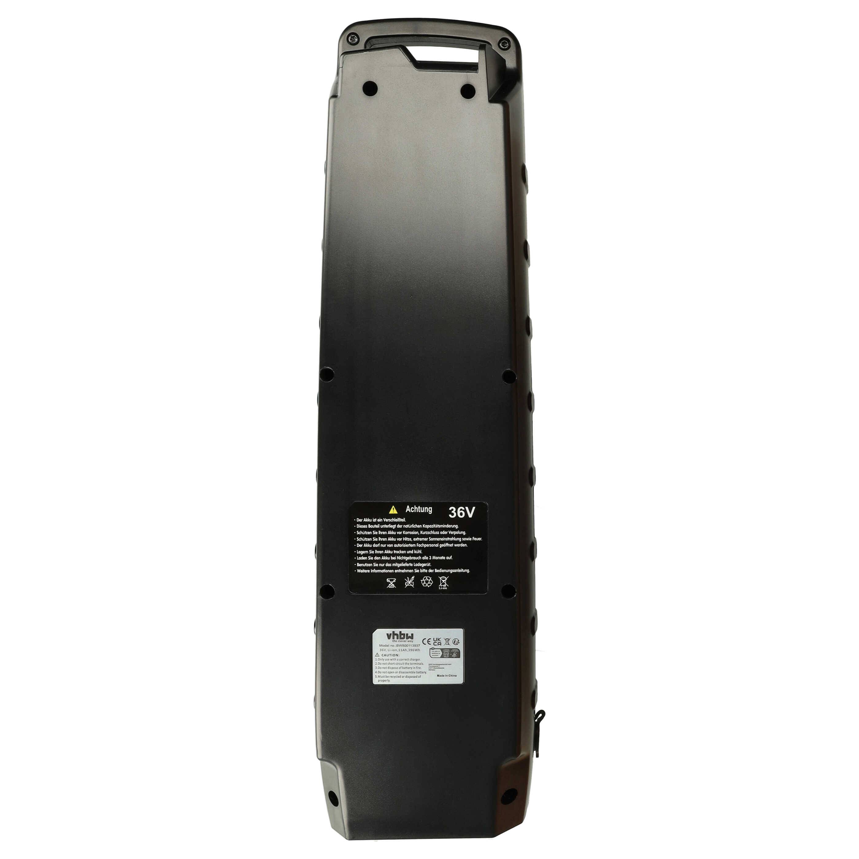 vhbw Akku Ersatz für Winora Y420.X, Y280.X, Y610.X, Y520.X für E-Bike Elektrofahrrad (11 Ah, 36 V, Li-Ion) - Schwarz