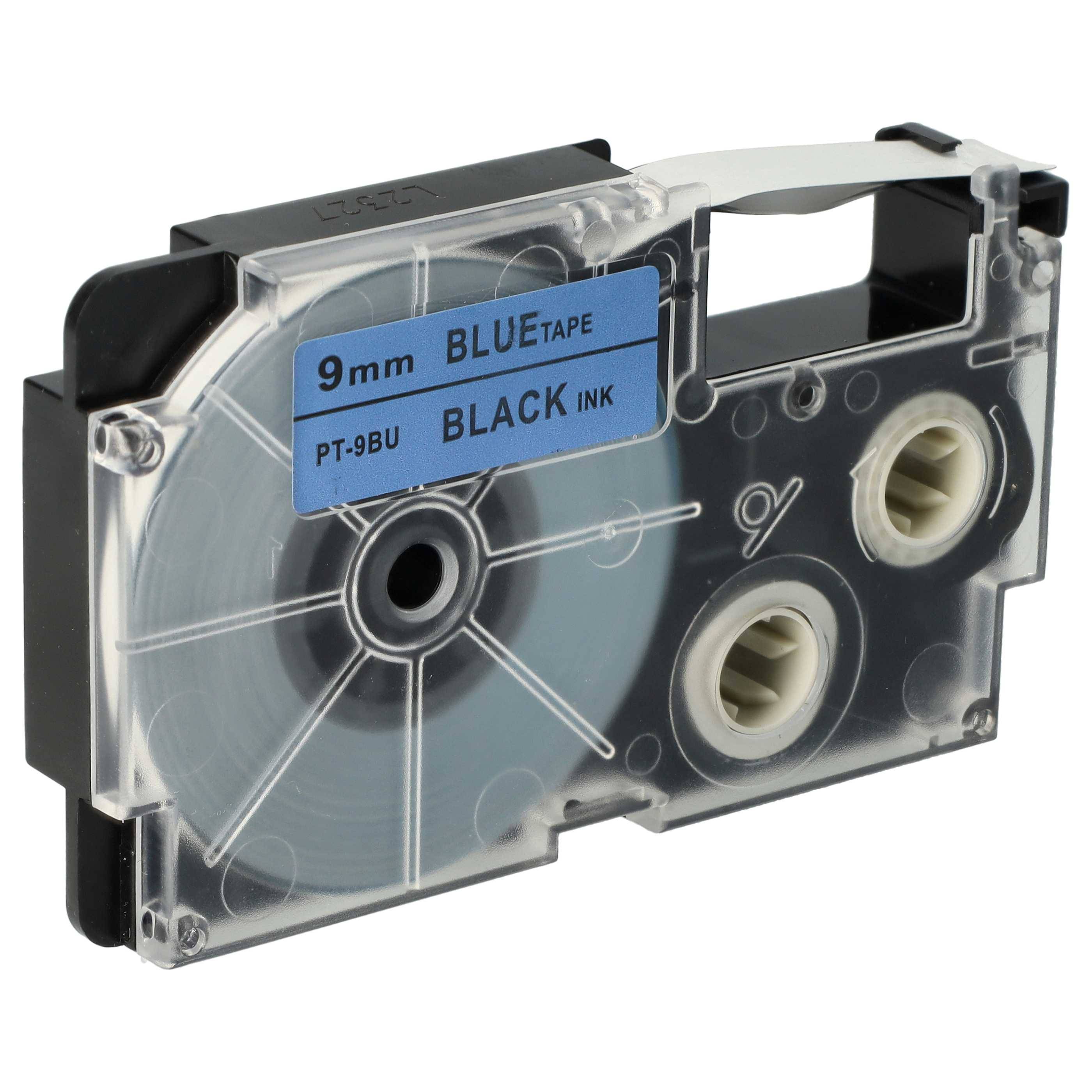 vhbw Schriftband-Kassette kompatibel mit Casio KL-750E | KL-C500, KL-8200, KL-8100, KL-820, KL-780, KL-G2 Etiketten-Drucker 8m x 9mm Schwarz auf