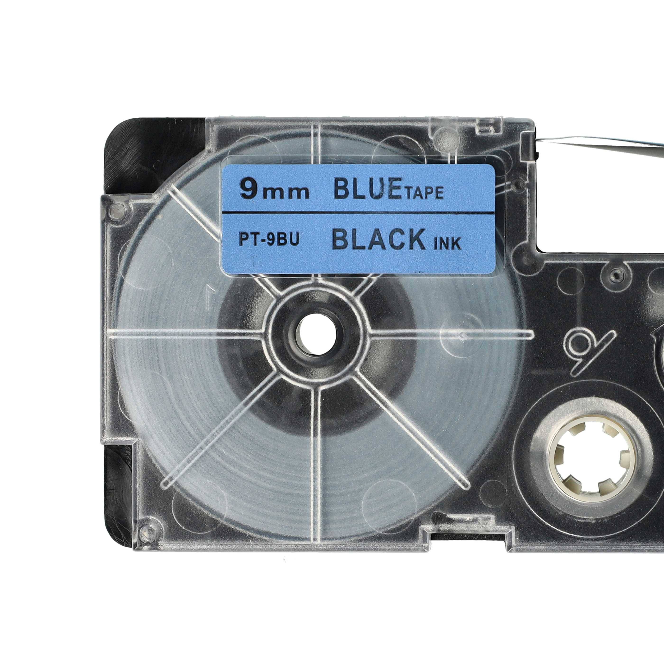vhbw Schriftband-Kassette kompatibel mit Casio KL-750E | KL-C500, KL-8200, KL-8100, KL-820, KL-780, KL-G2 Etiketten-Drucker 8m x 9mm Schwarz auf
