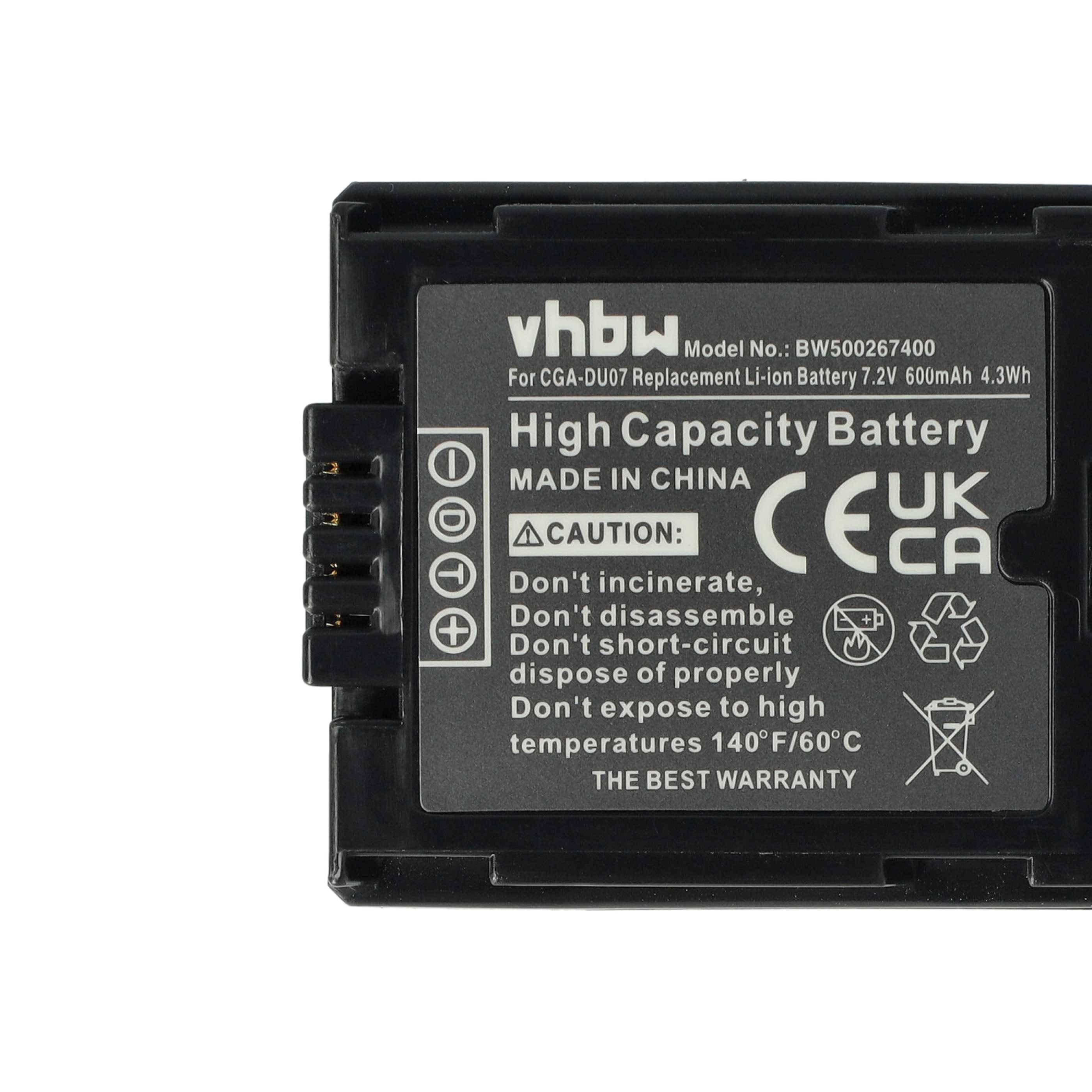 vhbw 3x Akku kompatibel mit Panasonic NV-GS10, NV-GS150, NV-GS140, NV-GS180, NV-GS120, NV-GS17 Videokamera Camcorder (600 mAh, 7,2 V, Li-Ion)