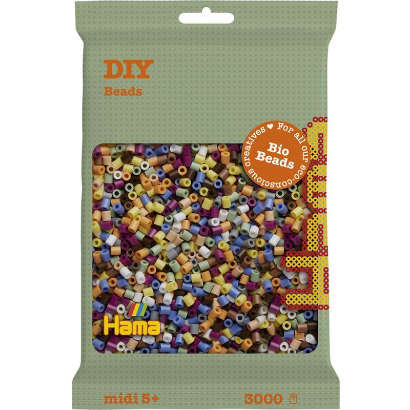 Hama Bügelperlen Bio midi, "Mix 10 Farben", 3.000er Beutel