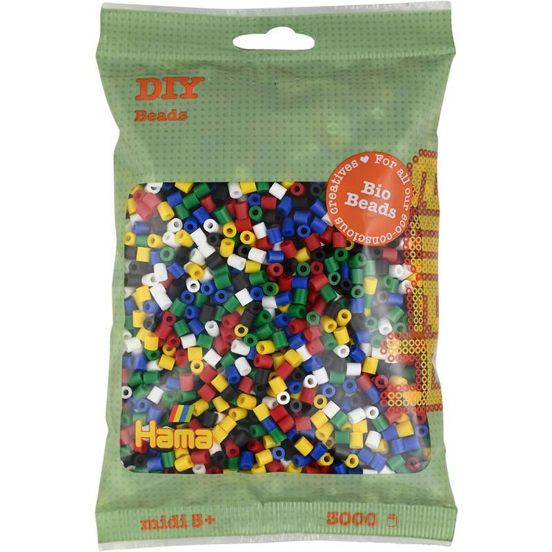 Hama Bügelperlen Bio midi, "Mix 6 Farben", 3.000er Beutel