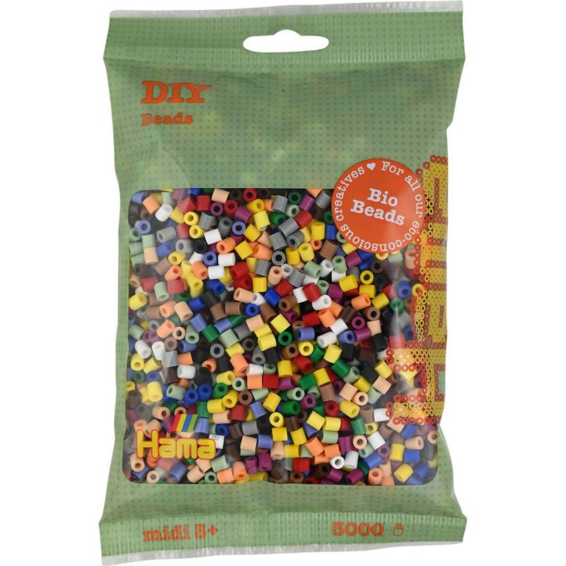 Hama Bügelperlen Bio midi, "Mix 15 Farben", 3.000er Beutel