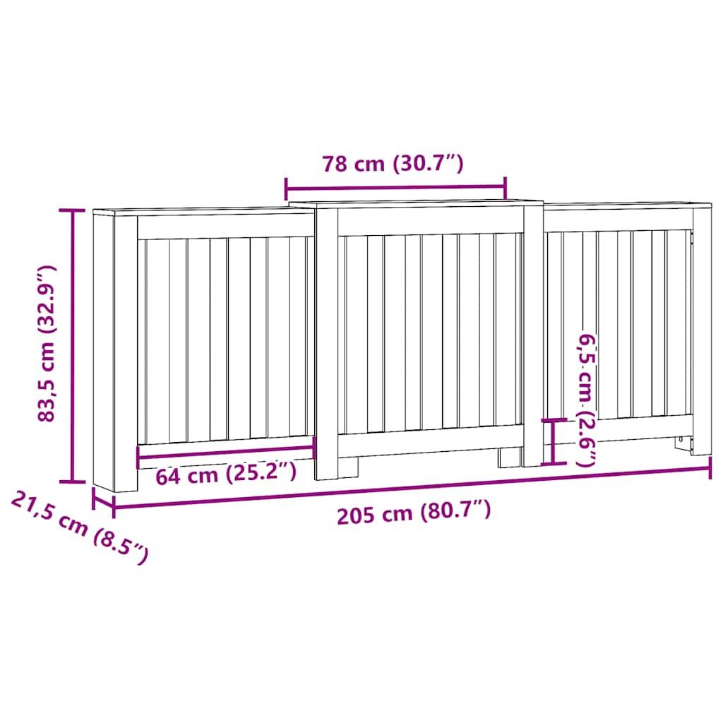 vidaXL Heizkörperverkleidung Betongrau 205x21,5x83,5 cm Holzwerkstoff