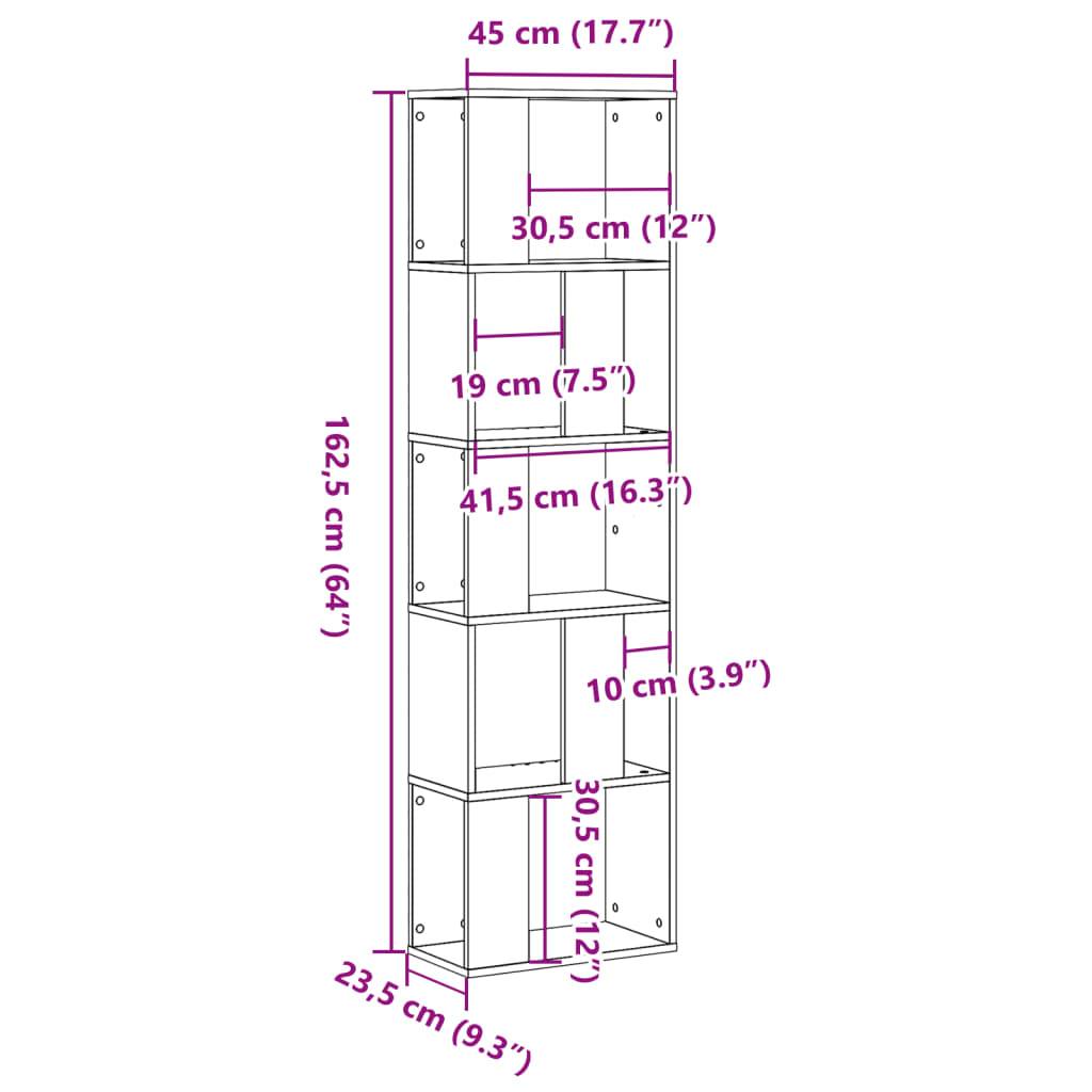 vidaXL Bücherregal 5 Böden Altholz 45x23,5x162,5 cm Holzwerkstoff