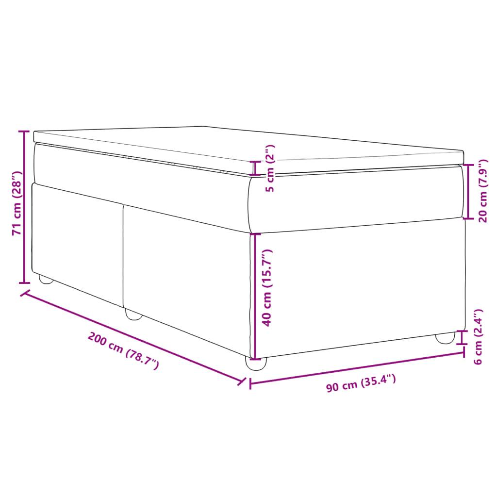 vidaXL Boxspringbett mit Matratze Schwarz 90x200 cm Stoff