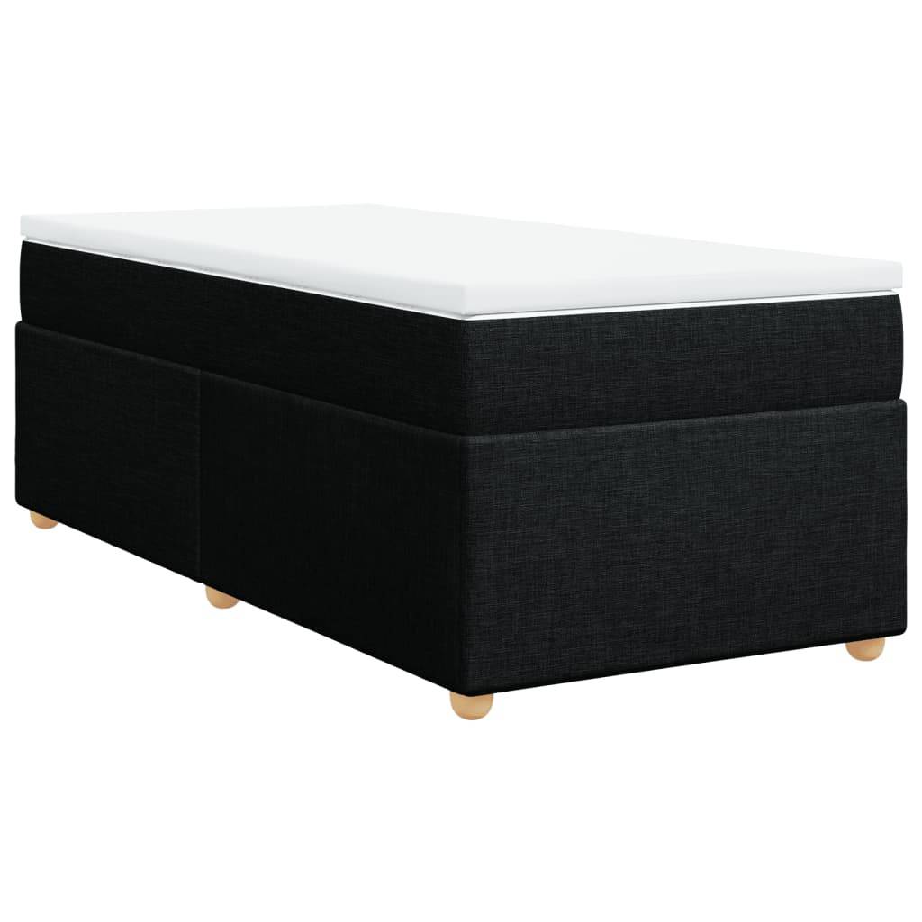 vidaXL Boxspringbett mit Matratze Schwarz 90x200 cm Stoff