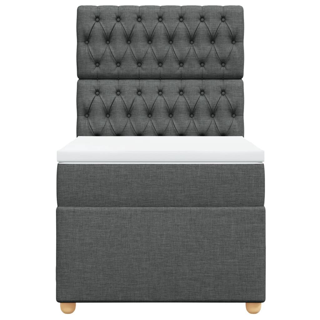 vidaXL Boxspringbett mit Matratze Dunkelgrau 90x190 cm Stoff
