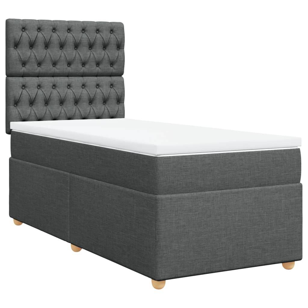 vidaXL Boxspringbett mit Matratze Dunkelgrau 90x190 cm Stoff