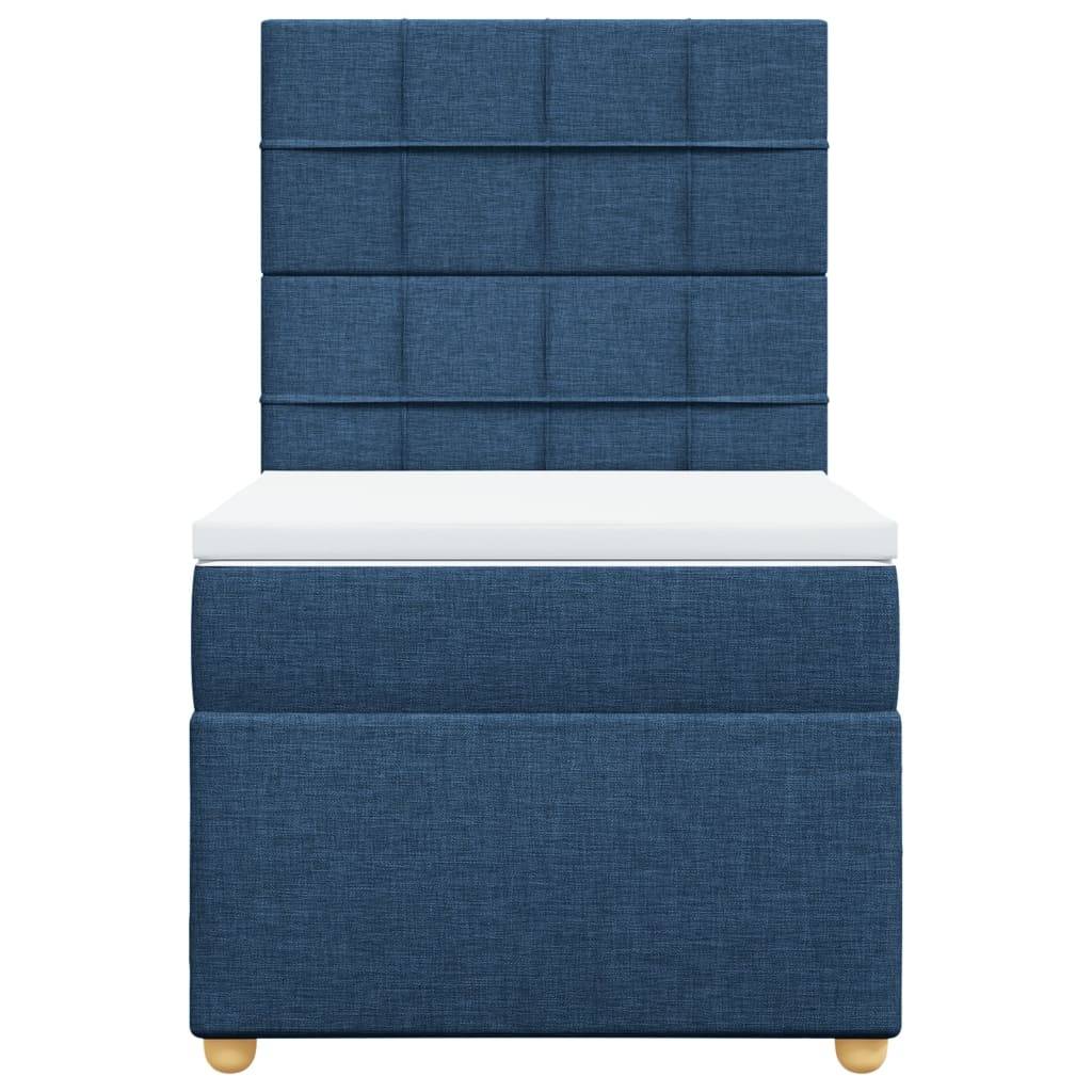 vidaXL Boxspringbett mit Matratze Blau 100x200 cm Stoff