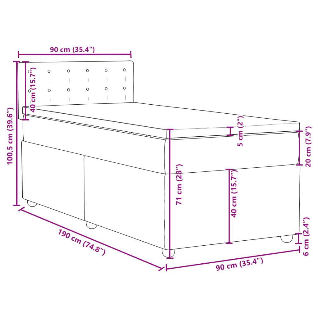 vidaXL Boxspringbett mit Matratze Blau 90x190 cm Stoff