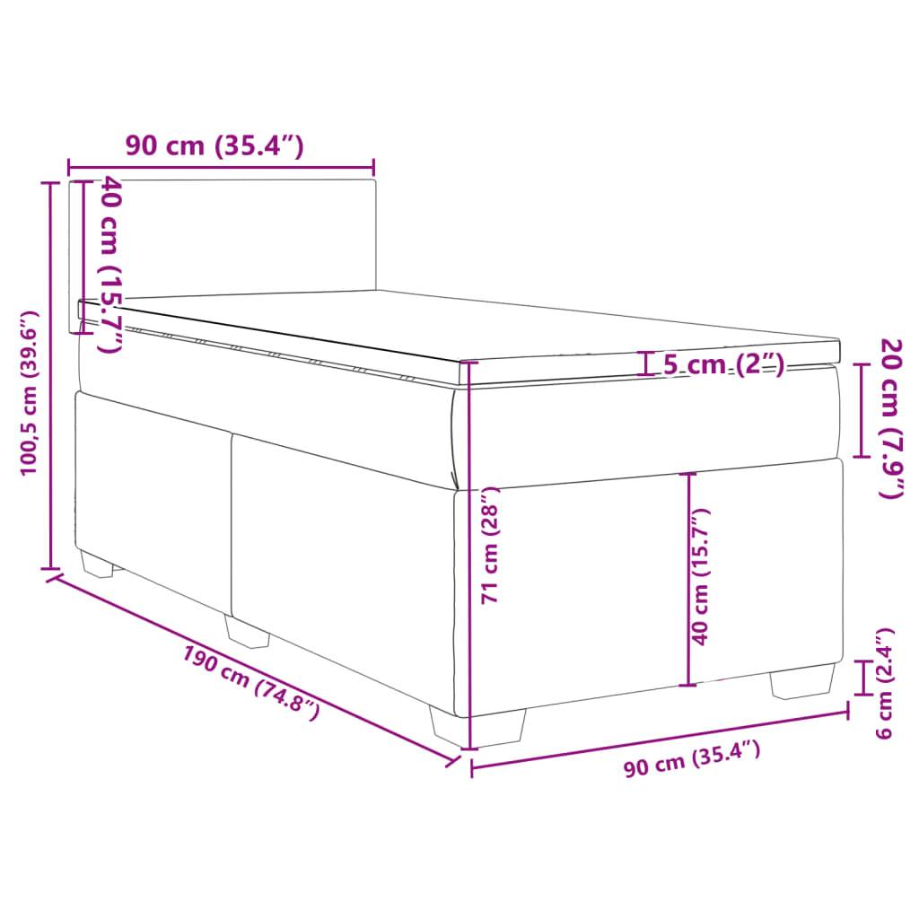 vidaXL Boxspringbett mit Matratze Hellgrau 90x190 cm Samt