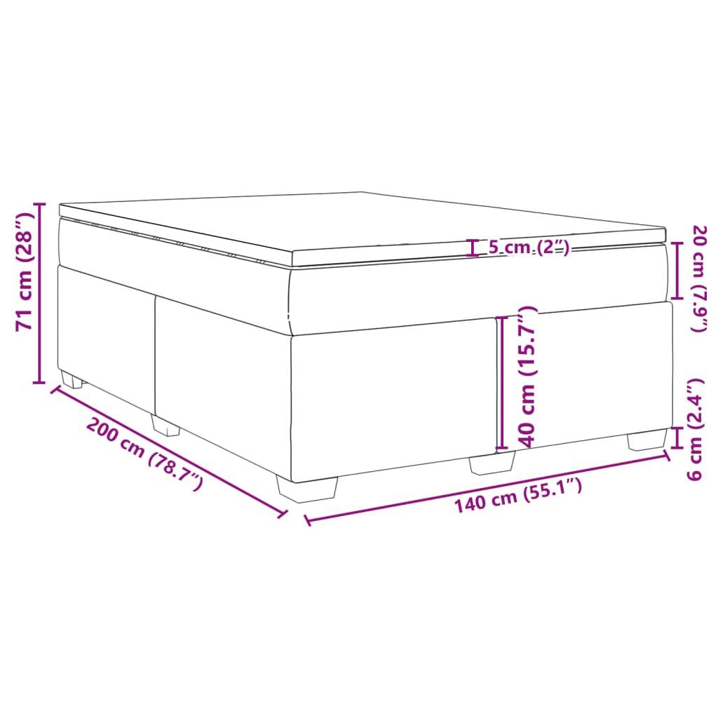 vidaXL Boxspringbett mit Matratze Hellgrau 140x200 cm Samt