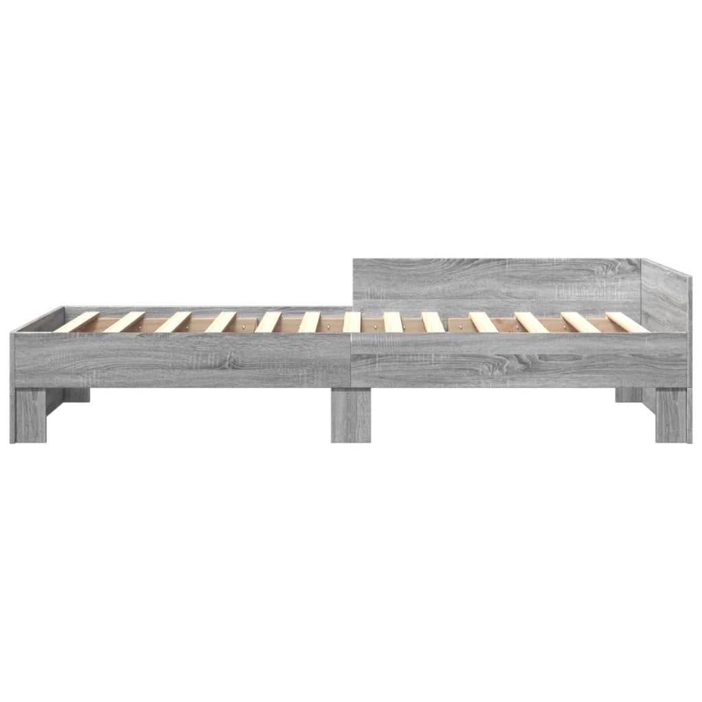 vidaXL Bettgestell Grau Sonoma 100x200 cm Holzwerkstoff