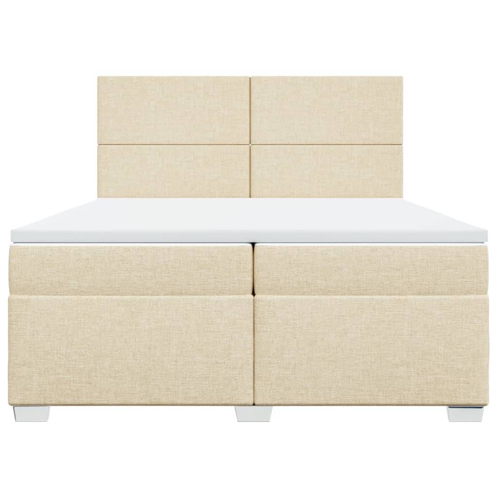 vidaXL Boxspringbett mit Matratze Creme 200x200 cm Stoff