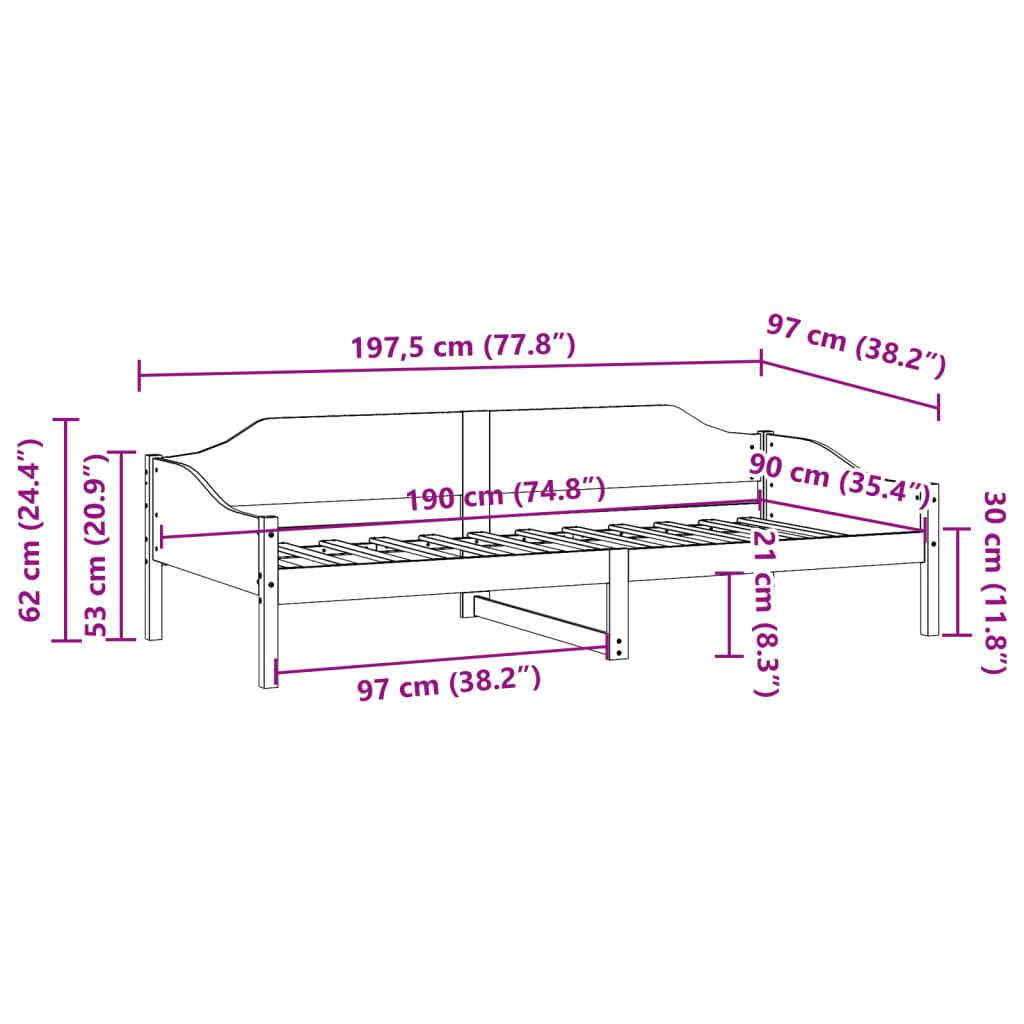 vidaXL Massivholzbett ohne Matratze 90x190 cm Kiefernholz