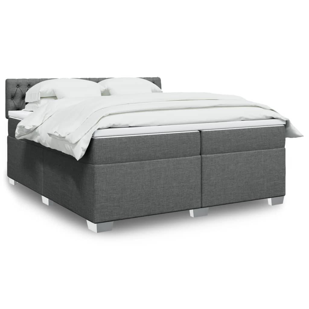 vidaXL Boxspringbett mit Matratze Dunkelgrau 200x200 cm Stoff