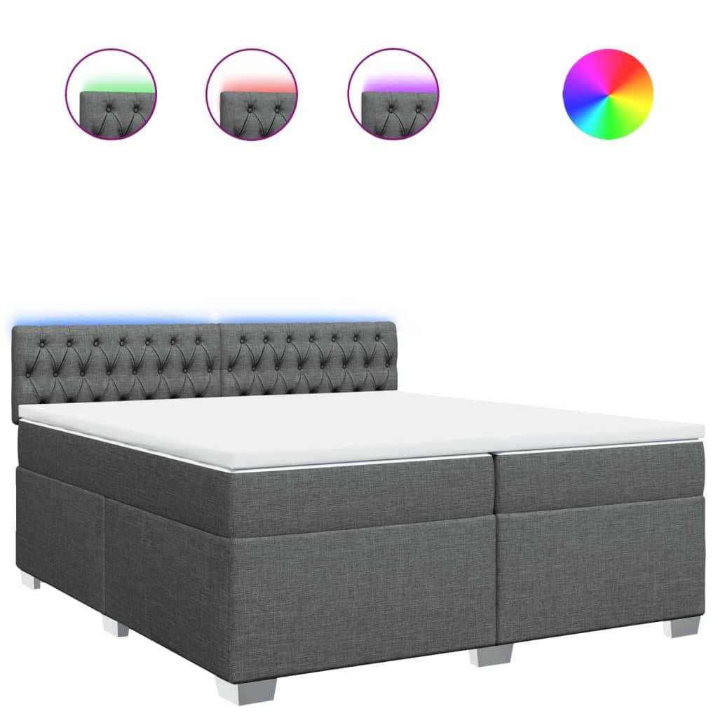 vidaXL Boxspringbett mit Matratze Dunkelgrau 200x200 cm Stoff