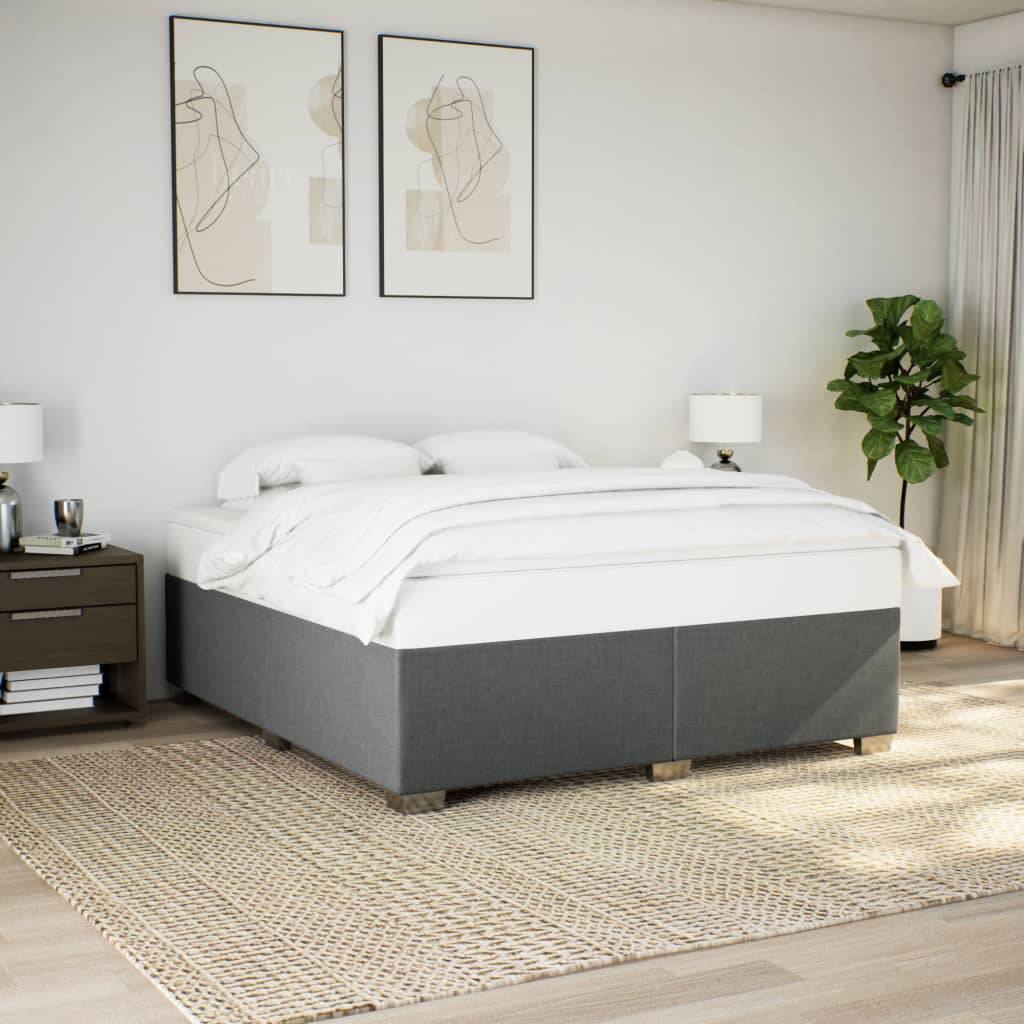 vidaXL Boxspringbett mit Matratze Dunkelgrau 200x200 cm Stoff