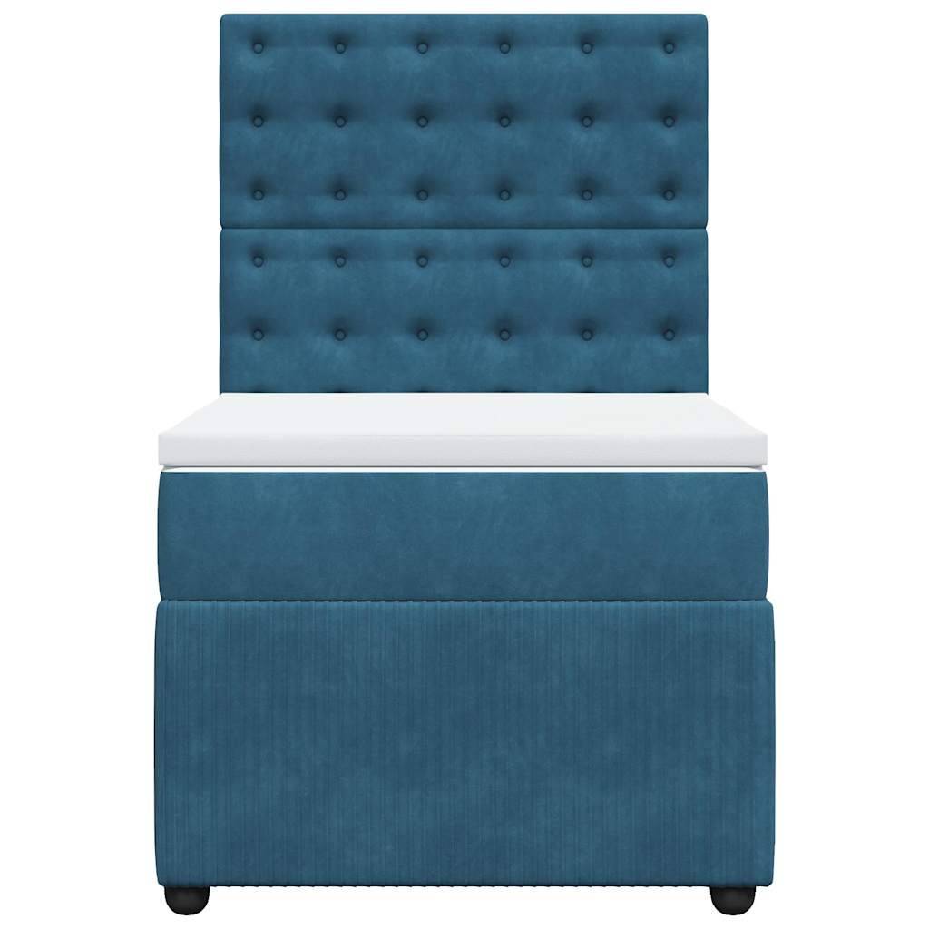 vidaXL Boxspringbett mit Matratze Dunkelblau 80x200 cm Samt