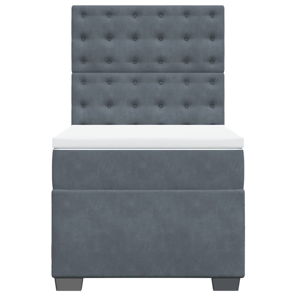 vidaXL Boxspringbett mit Matratze Dunkelgrau 90x200 cm Samt