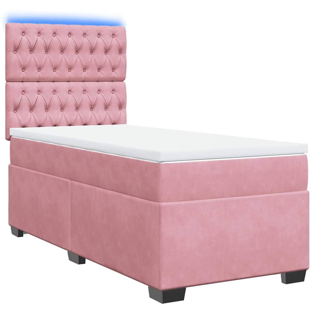 vidaXL Boxspringbett mit Matratze Rosa 90x190 cm Samt