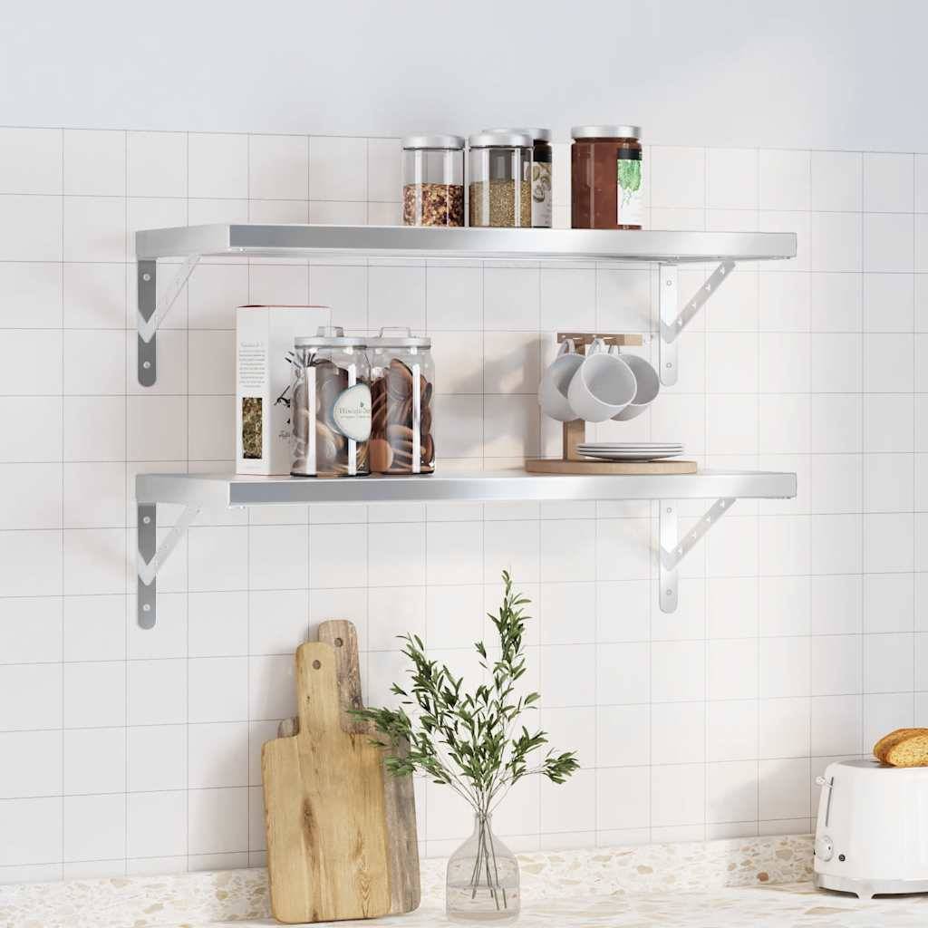 vidaXL Wandregale 2 Stk. 75x30 cm Silbern Edelstahl