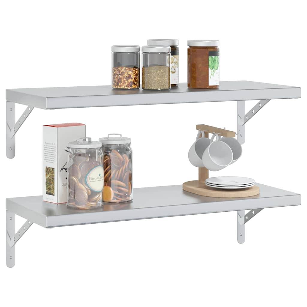vidaXL Wandregale 2 Stk. 75x30 cm Silbern Edelstahl