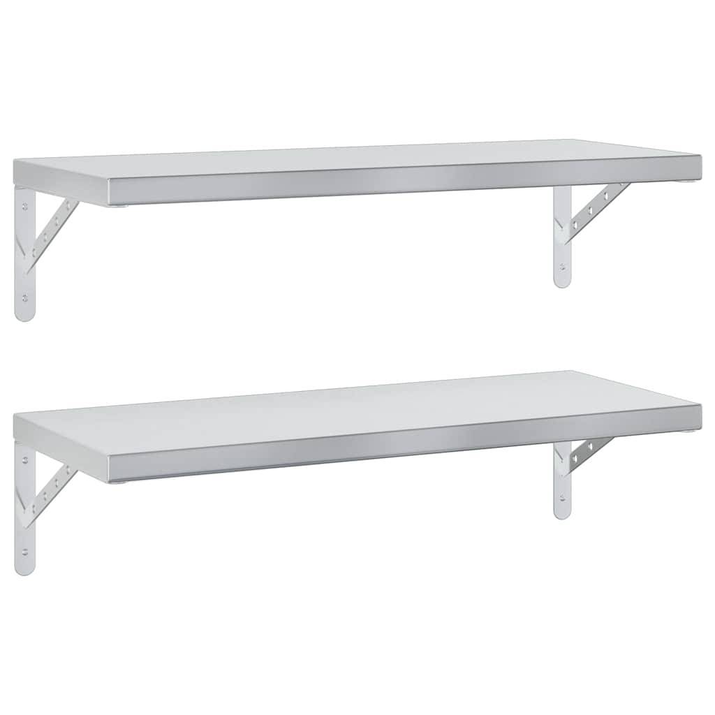 vidaXL Wandregale 2 Stk. 75x30 cm Silbern Edelstahl
