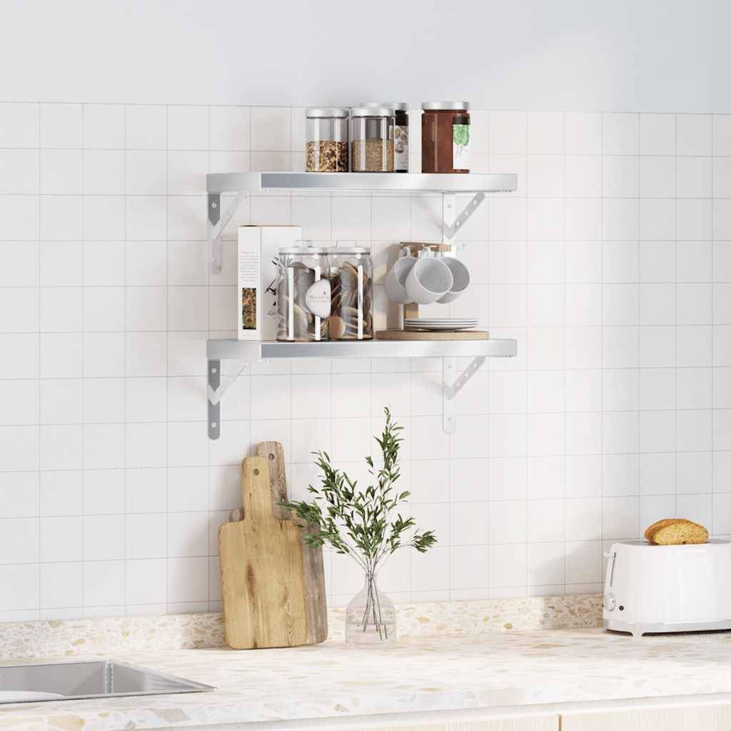 vidaXL Wandregale 2 Stk. 50x23,5 cm Silbern Edelstahl