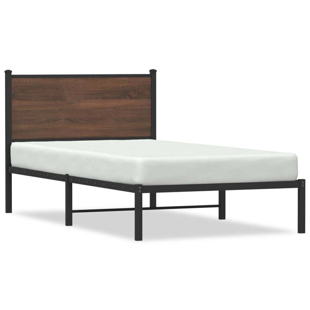 vidaXL Metallbett ohne Matratze Braun Eichen-Optik 100x200 cm