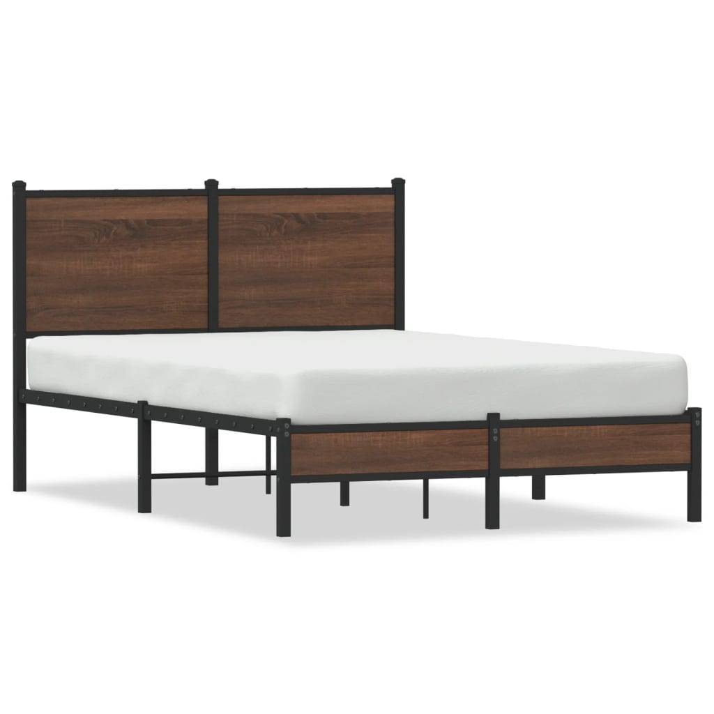 vidaXL Metallbett ohne Matratze Braun Eichen-Optik 120x200 cm