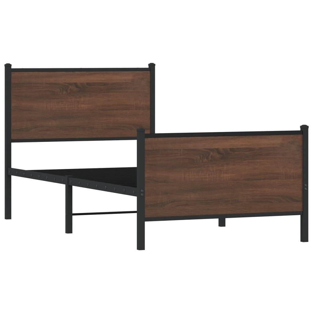 vidaXL Metallbett ohne Matratze Braun Eichen-Optik 90x200 cm