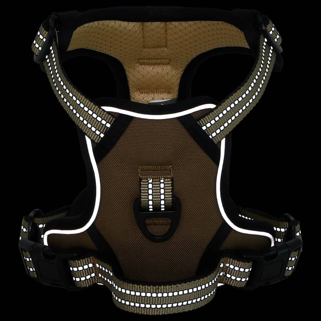 vidaXL Hundegeschirr mit Leine & Halsband Verstellbar Braun M