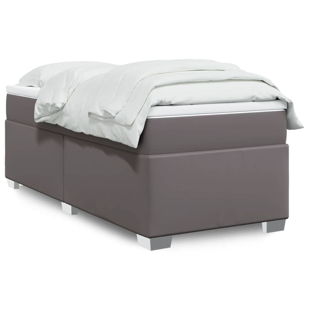 vidaXL Boxspringbett mit Matratze Grau 80x200 cm Kunstleder